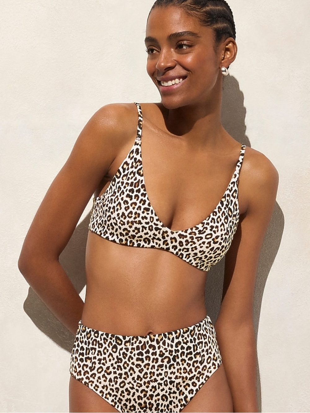 J. Crew Leopard Print Swim Set - Cream, Brown, Black